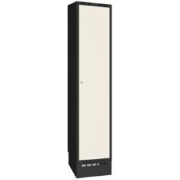 Klädskåp Sonesson, BxDxH 400x550x1900 mm, sockel, 1 dörr i 1 skåp, vit