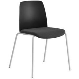Stol Helmer, sits stoppad, ryggstöd plast, 4-pack, sits svart, underre