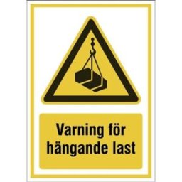 Kombinationsskylt, Varning för hängande last, alu, HxB 371x262 mm
