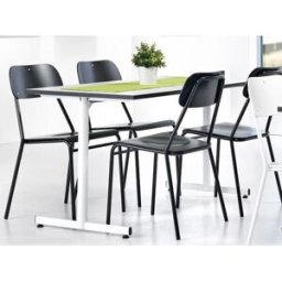 Restaurangbord Mörby 1800x700 mm, vit/vit med svart kant
