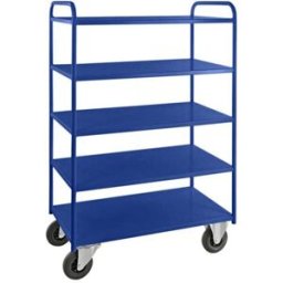 Hyllvagn 400 kg, LxBxH 955x550x1470 mm, 5 hyllplan, blå
