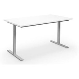 Bord DUO-T, rak skiva, LxB 1400x800 mm, vit/silver