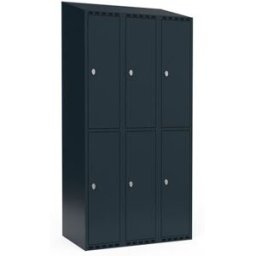 Klädskåp Fydor SMG, 900x 550x1900 mm, 6 dörrar i 3 skåp , sluttande ta