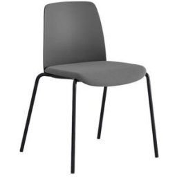 Stol Helmer, sits stoppad, ryggstöd plast, 4-pack, sits mörkgrå, under