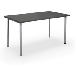 Bord DUO-C, rak skiva, LxB 1400x800 mm, mörkgrå/silver