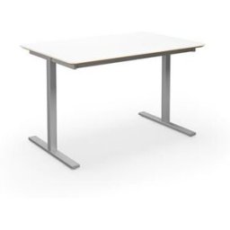 Bord DUO-T Trend, rak skiva, runda hörn, LxB 1200x800 mm, vit/silver