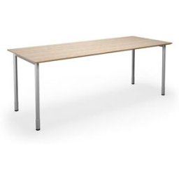 Bord DUO-C Trend, rak skiva, raka hörn, LxB 2000x800 mm, ek/silver