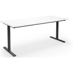 Bord DUO-T, rak skiva, LxB 1800x800 mm, vit/svart