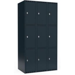 Elevskåp Fydor SMG, BxDxH 900x550x1752 mm, 9 dörrar i 3 skåp, plant ta
