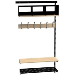 Klädfack Savalen, vägghängd, B 900 mm, svart, modell C, utbyggnad