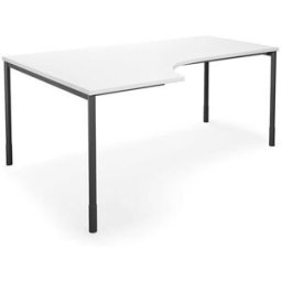 Hörnskrivbord DUO-C, vänster, LxB 1800x1200 mm, vit/svart