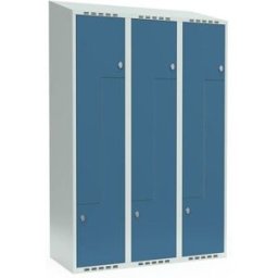 Z-skåp Fydor SMZ, 1200x550x1900 mm, 6 dörrar i 3 skåp, sluttande tak,