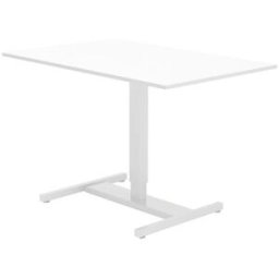 Höj och sänkbart skrivbord med 1-pelarstativ 800x800 mm. Vit/vit