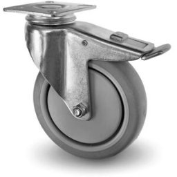 Industrihjul bromsat med platta, Ø 100 mm