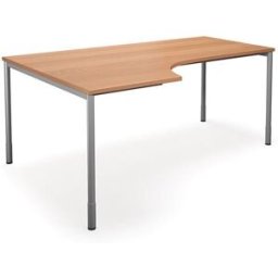 Hörnskrivbord DUO-C, vänster, LxB 1800x1200 mm, bok/silver