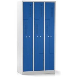 Z-skåp Amsterdam, 3 sektioner, ljusgrå/gentianablå, bredd 870 mm