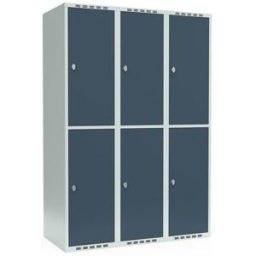 Klädskåp Fydor SMG, BxDxH 1200 x550x1752 mm, 6 dörrar i 3 skåp, plant