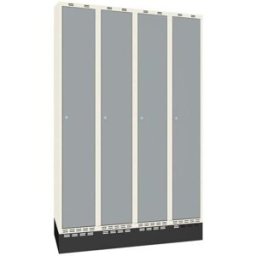 Klädskåp Sonesson, BxDxH 1200x550x1900 mm, sockel, 4 dörrar i 4 skåp,