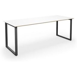 Bord DUO-O Trend, rak skiva, raka hörn, LxB 2000x800 mm, vit/svart