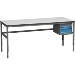 Arbetsbord Embla med 2-lådig hurts, 1600x800 mm. Grå laminat