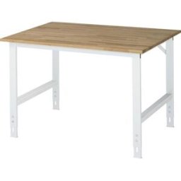 Arbetsbord Rickard, stativ 60 x 30 mm, skiva i massiv bok, BxD 1250 x
