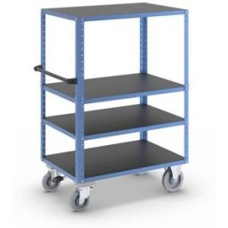 Hyllvagn CustomLine, 4 hyllor, med centralbroms, ljusblå RAL 5012