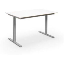 Bord DUO-T Trend, rak skiva, raka hörn, LxB 1200x800 mm, vit/silver