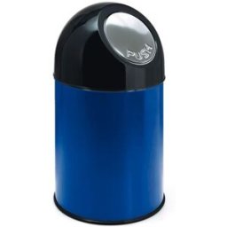 Papperskorg PUSH, 33 l, H 570 mm, utan innerbehållare, blå