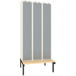 Klädskåp Sonesson, BxDxH 900x550x1900 mm, bänkstativ, 3 dörrar i 3 skå