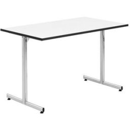 Lunchbord Milano 1200x700 mm, vit med svart kant/krom