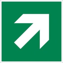 Nödskylt, efterlysande, pil diagonal, 200x200 mm, plast, 10 st/fp