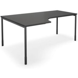 Hörnskrivbord DUO-C, vänster, LxB 1800x1200 mm, mörkgrå/svart
