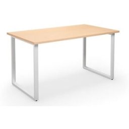 Bord DUO-O, rak skiva, LxB 1400x800 mm, björk/vit