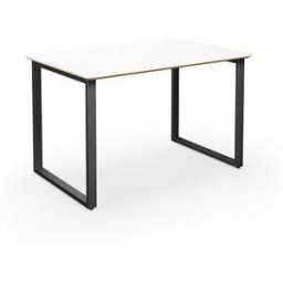 Bord DUO-O Trend, rak skiva, runda hörn LxB 1200x800 mm, vit/svart