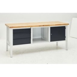 Arbetsbänk Jostein, bredd 2000 mm, 3 lådor 1 x 125 / 2 x 175 mm, 1 dör