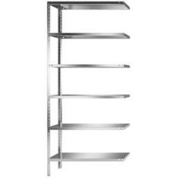 Lagerhylla Purmo, utbyggnad, BxDxH 1100x500x2500, 6 hyllplan rostfri