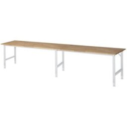 Arbetsbord Rickard, stativ 60 x 30 mm, skiva i massiv bok, BxD 4000 x