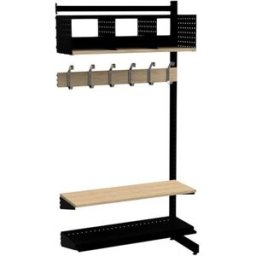 Klädfack Savalen, enkelsidig, B 900 mm, svart, modell C, utbyggnad