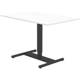 Höj och sänkbart skrivbord med 1-pelarstativ 800x800 mm. Vit/svart