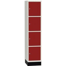 Elevskåp Sonesson Flex, 4 dörrar i 1 skåp, BxDxH 400x550x1900 mm, röd/