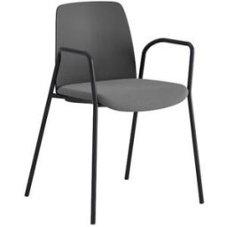 Stol Helmer, sits stoppad, ryggstöd plast, 4-pack, sits mörkgrå, under