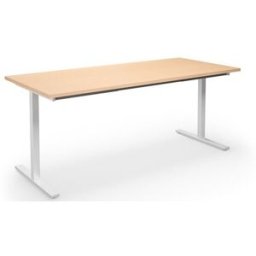 Bord DUO-T, rak skiva, LxB 1800x800 mm, björk/vit