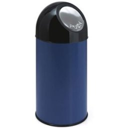 Papperskorg PUSH, 40 l, H 650 mm, utan innerbehållare, blå