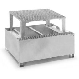 Uppsamlingskärl Rufus, för 1 x 1000 l-containertank, varmgalvaniserad