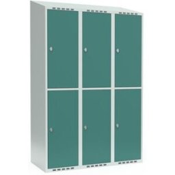 Klädskåp Fydor SMG, 1200 x550x1900 mm, 6 dörrar i 3 skåp, sluttande ta