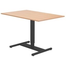 Höj och sänkbart skrivbord med 1-pelarstativ 800x600 mm. Bok/svart