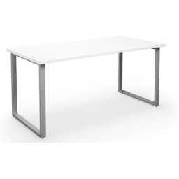 Bord DUO-O, rak skiva, LxB 1600x800 mm, vit/silver