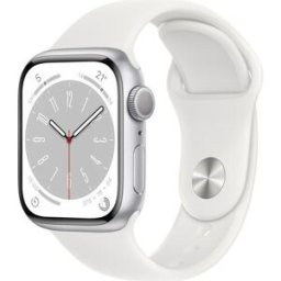 Apple Watch Series 8 Aluminium 41 mm (2022) GPS silver Sportband vit S/M