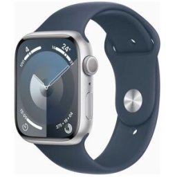 Apple Watch Series 9 Aluminium 45 mm (2023) GPS silver Sportband stormblå M/L
