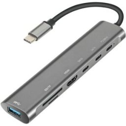 Multiport USB-hub-adapter (USB-C) - 7-i-1 grå